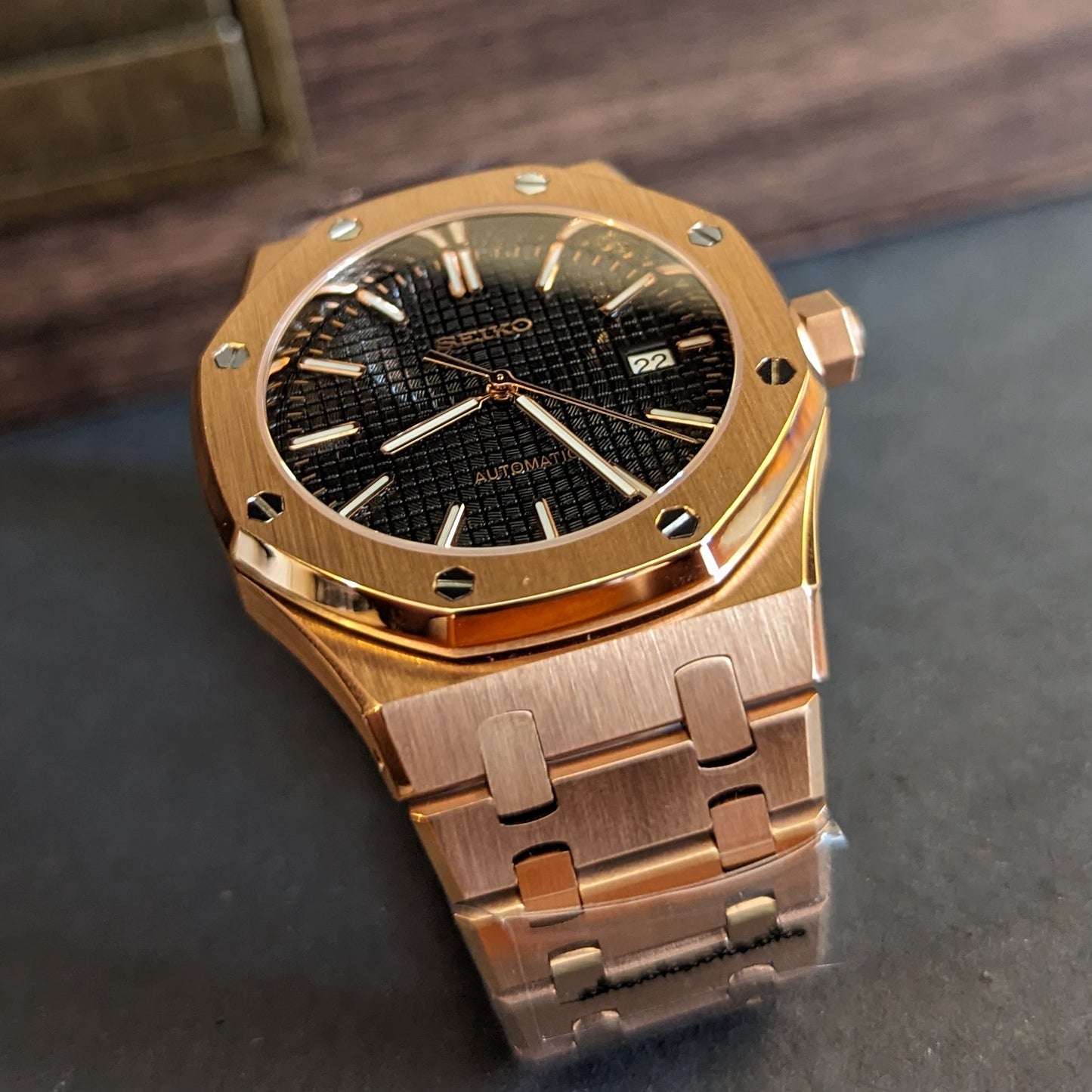 SeikOak Homage in Rose Gold - PS Watch Mods