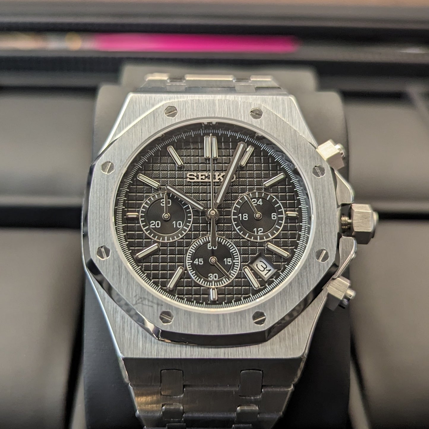 SeikOak Black Chrono - PS Watch Mods