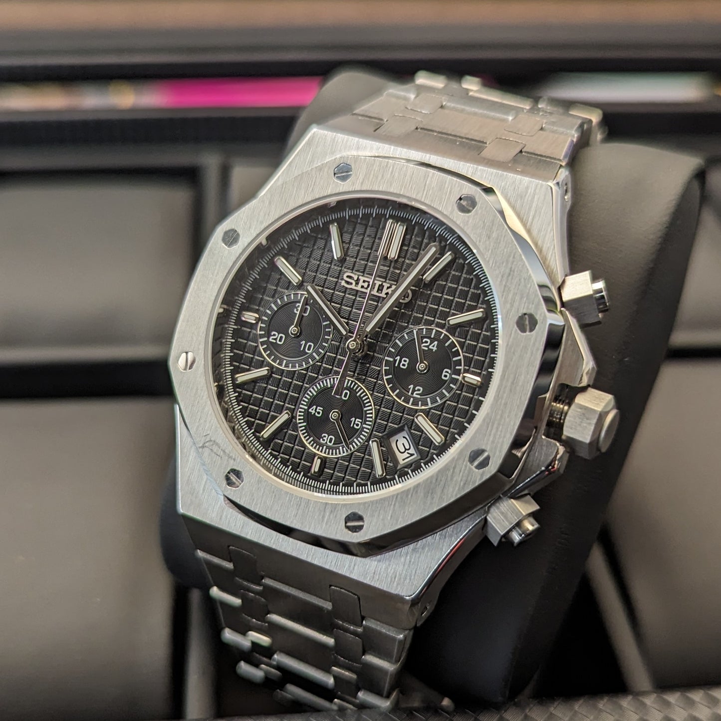 SeikOak Black Chrono - PS Watch Mods