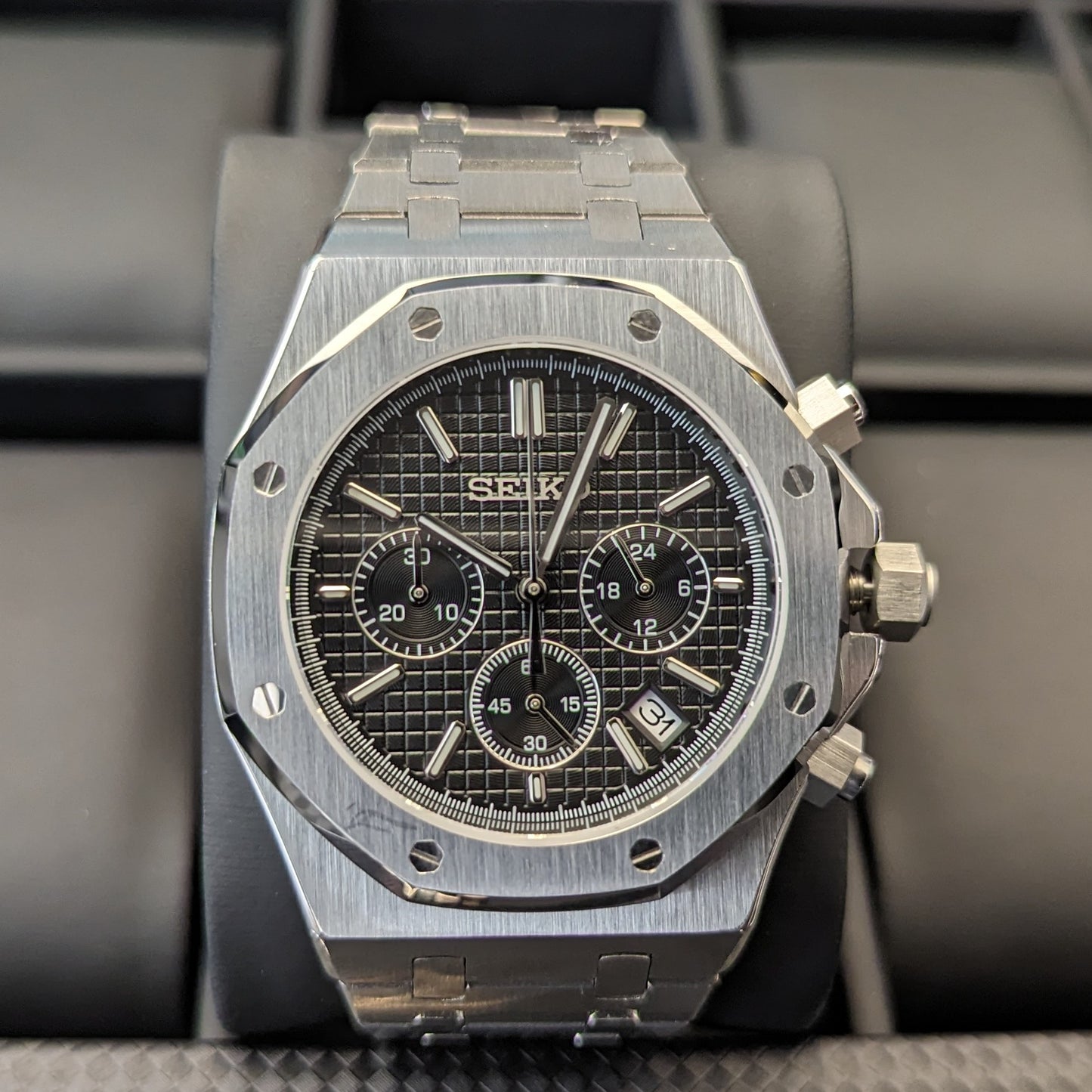 SeikOak Black Chrono - PS Watch Mods