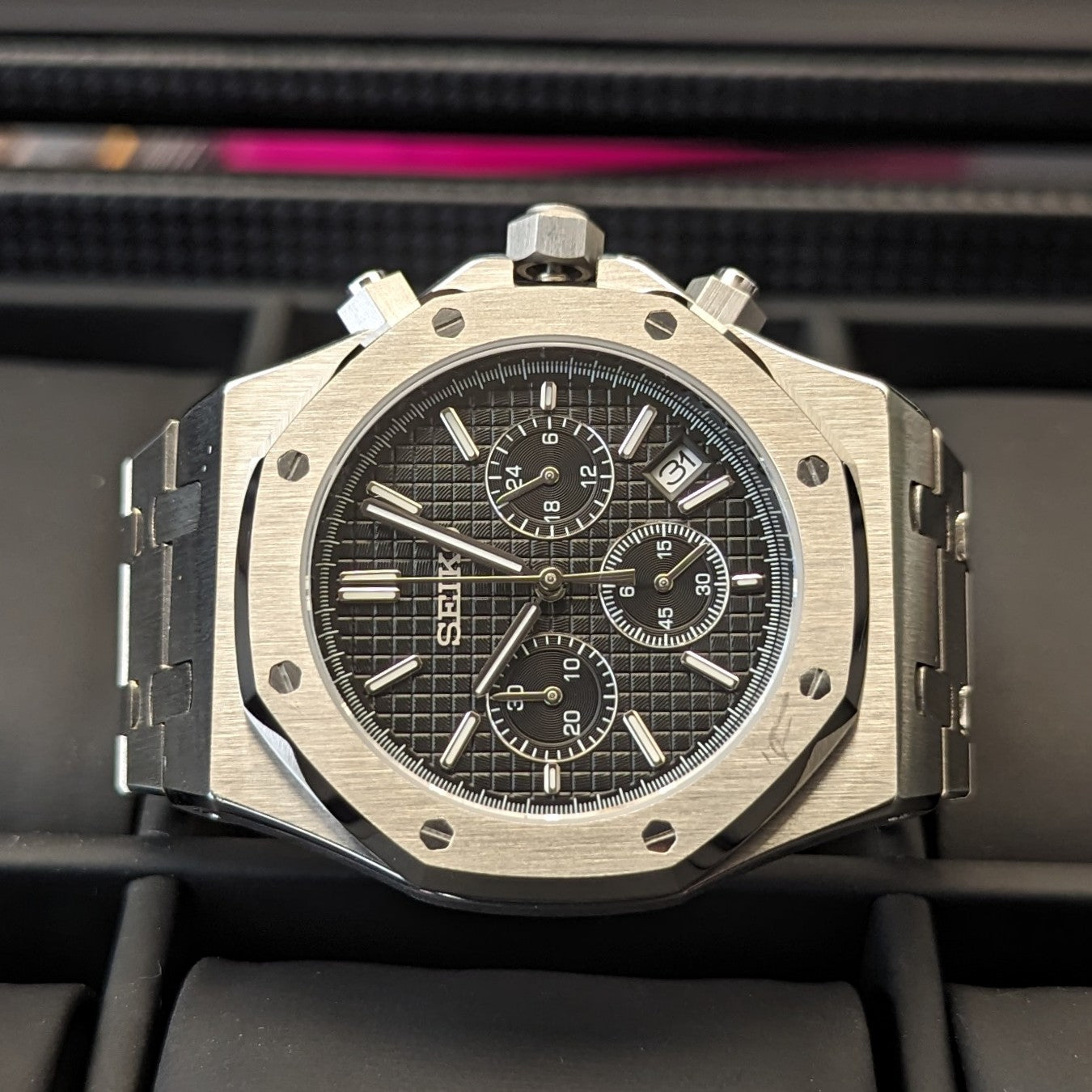 SeikOak Black Chrono - PS Watch Mods