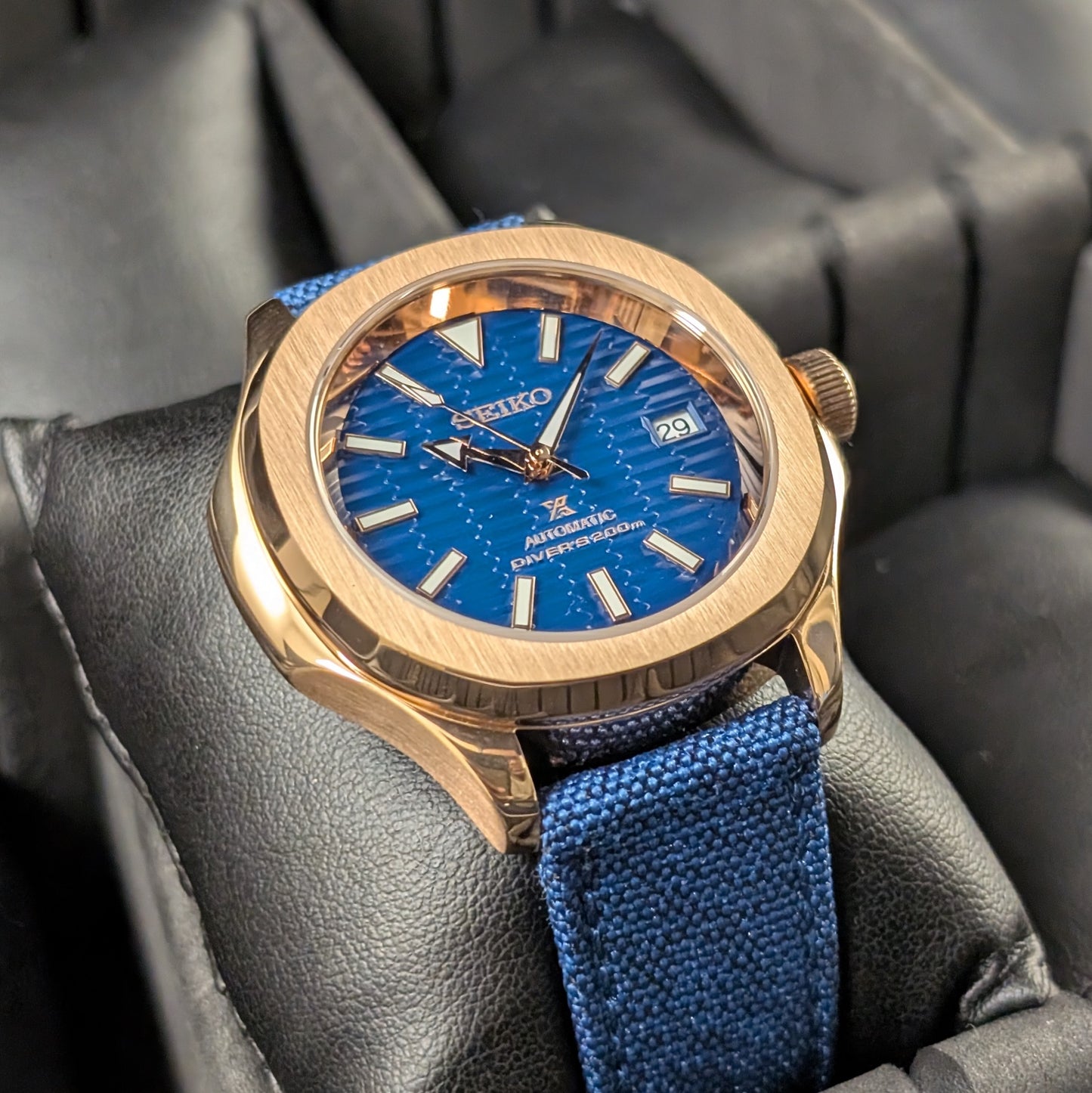 SeikoNaut Blue Wave Rose Gold | Canvas Strap
