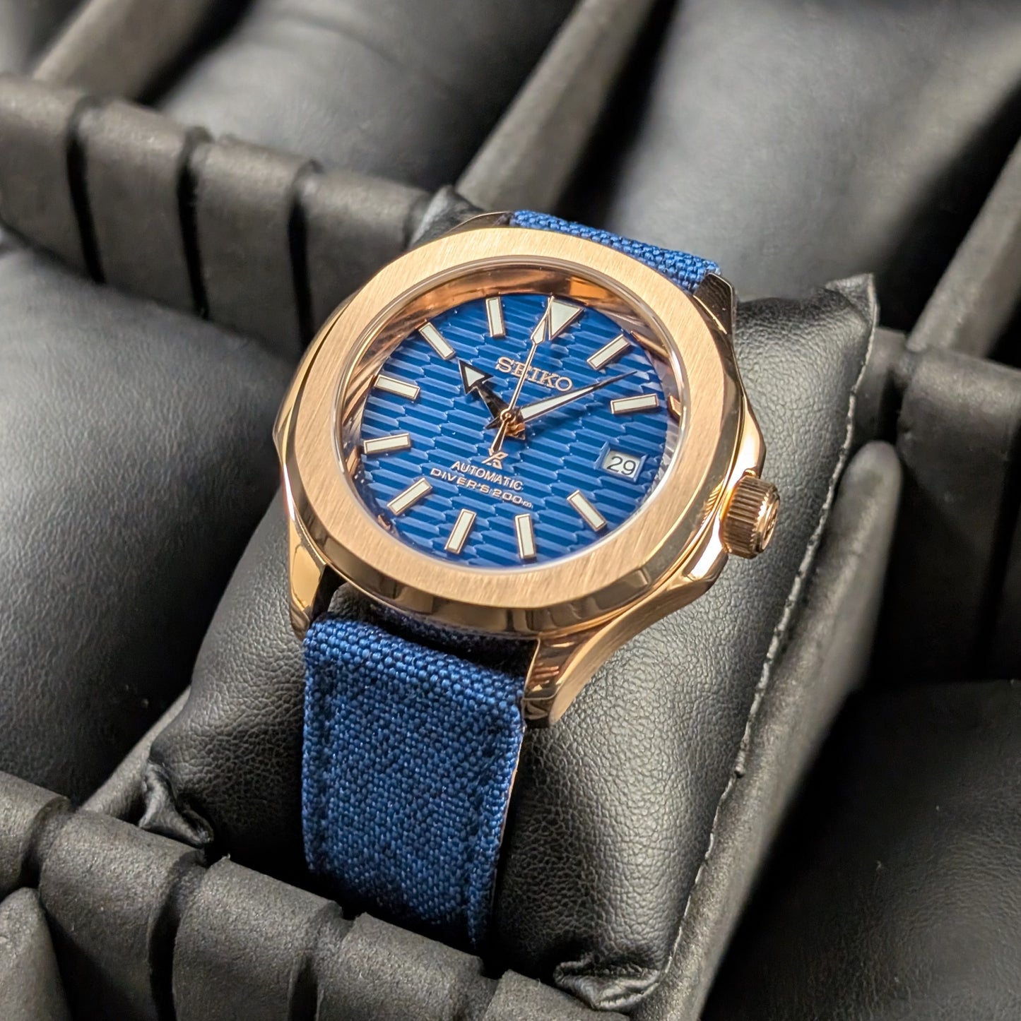 SeikoNaut Blue Wave Rose Gold | Canvas Strap