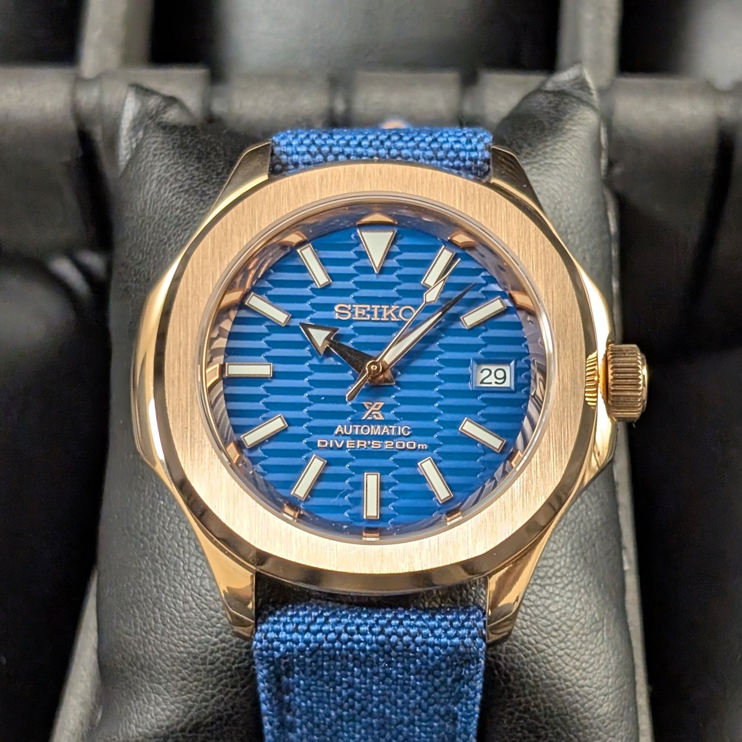 SeikoNaut Blue Wave Rose Gold | Canvas Strap
