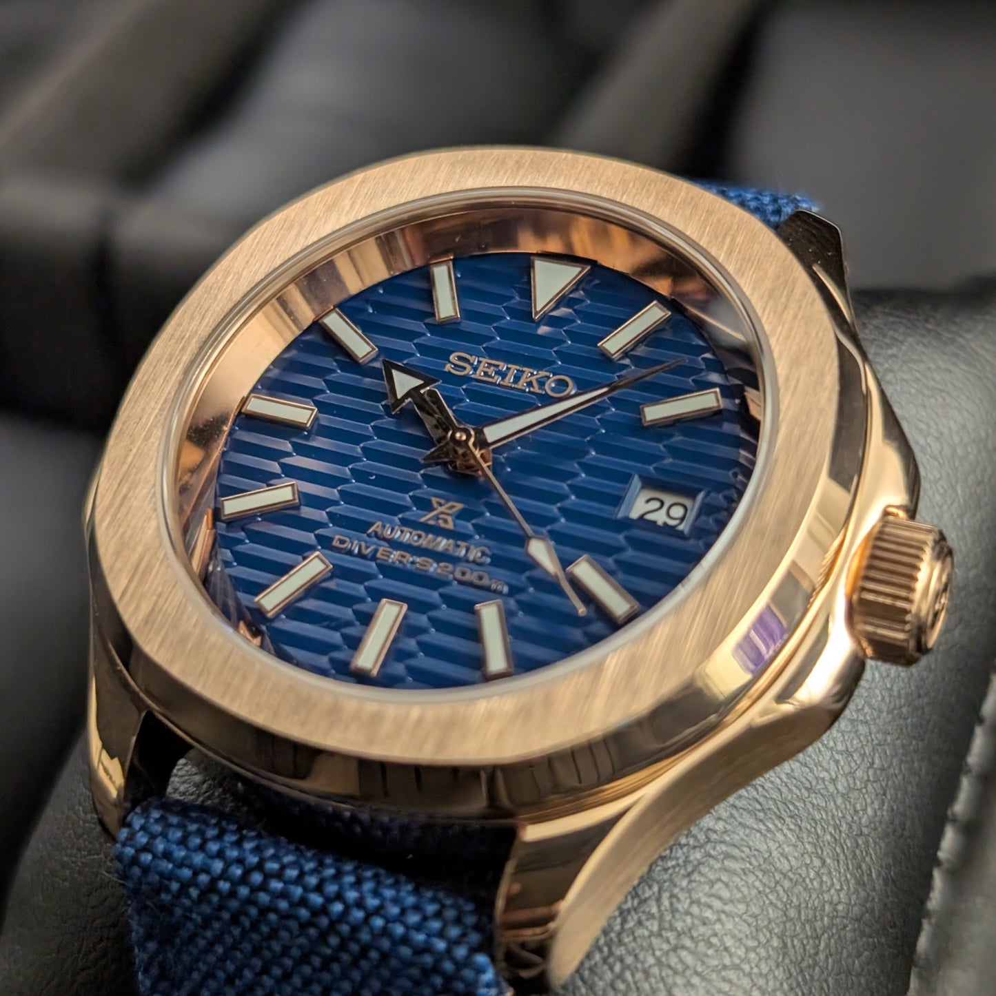 SeikoNaut Blue Wave Rose Gold | Canvas Strap