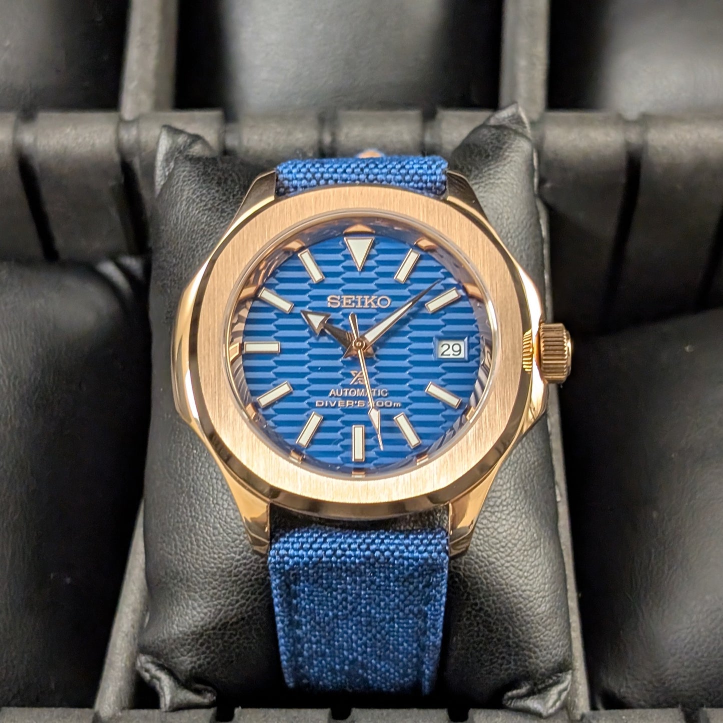 SeikoNaut Blue Wave Rose Gold | Canvas Strap