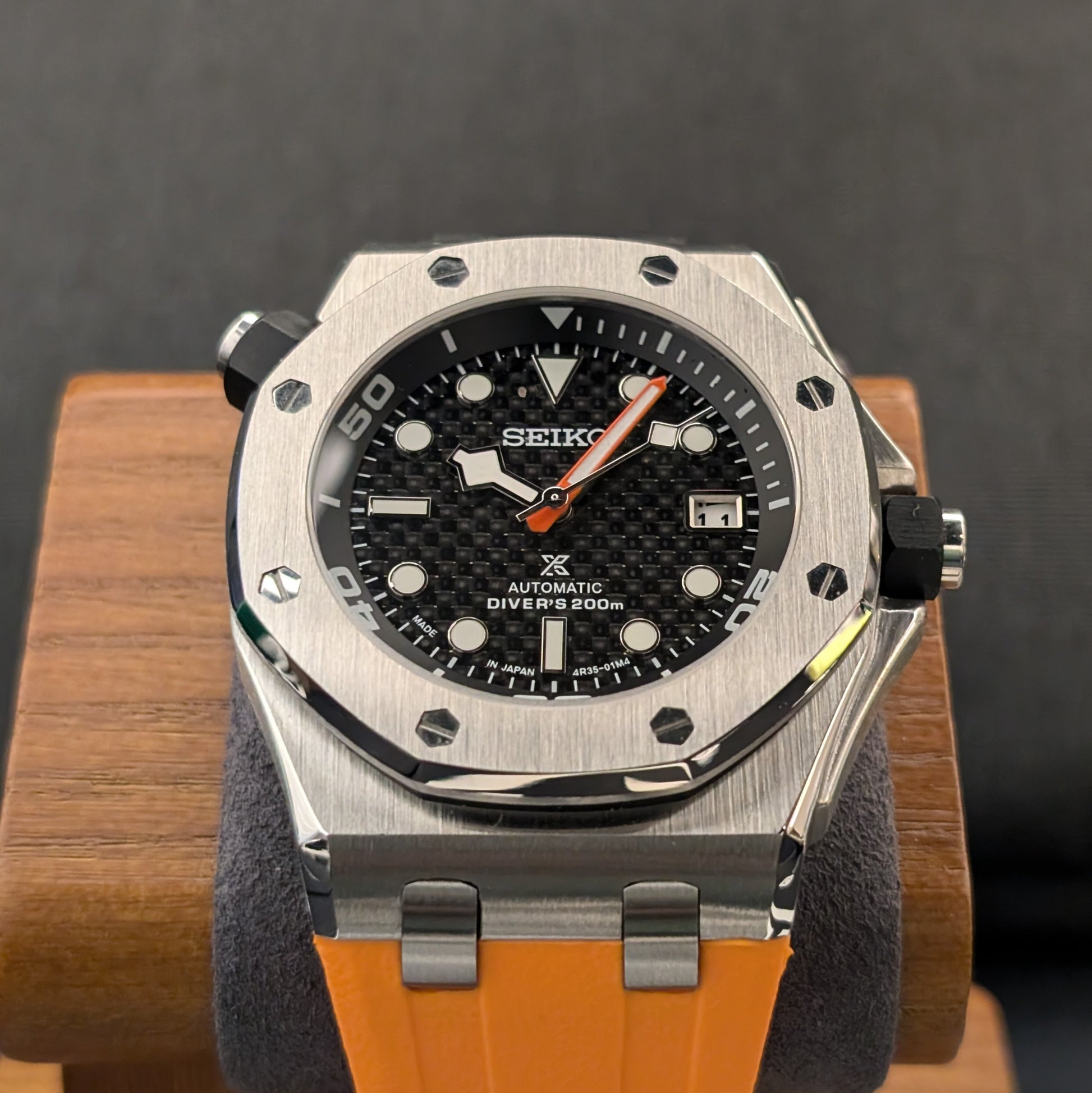 SeikOak Offshore Diver Sunburst orange Custom - PS Watch Mods