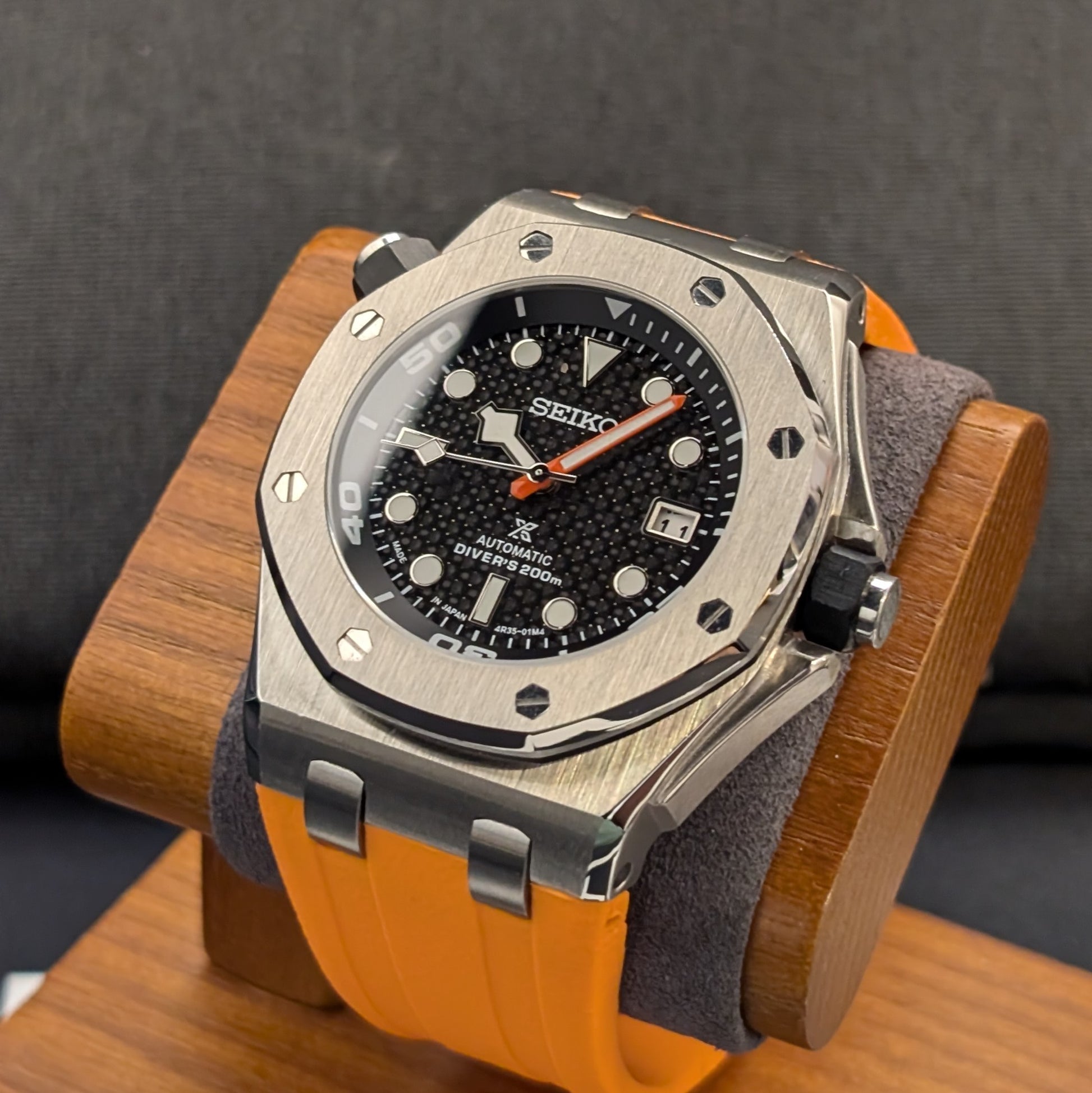 SeikOak Offshore Diver Sunburst orange Custom - PS Watch Mods